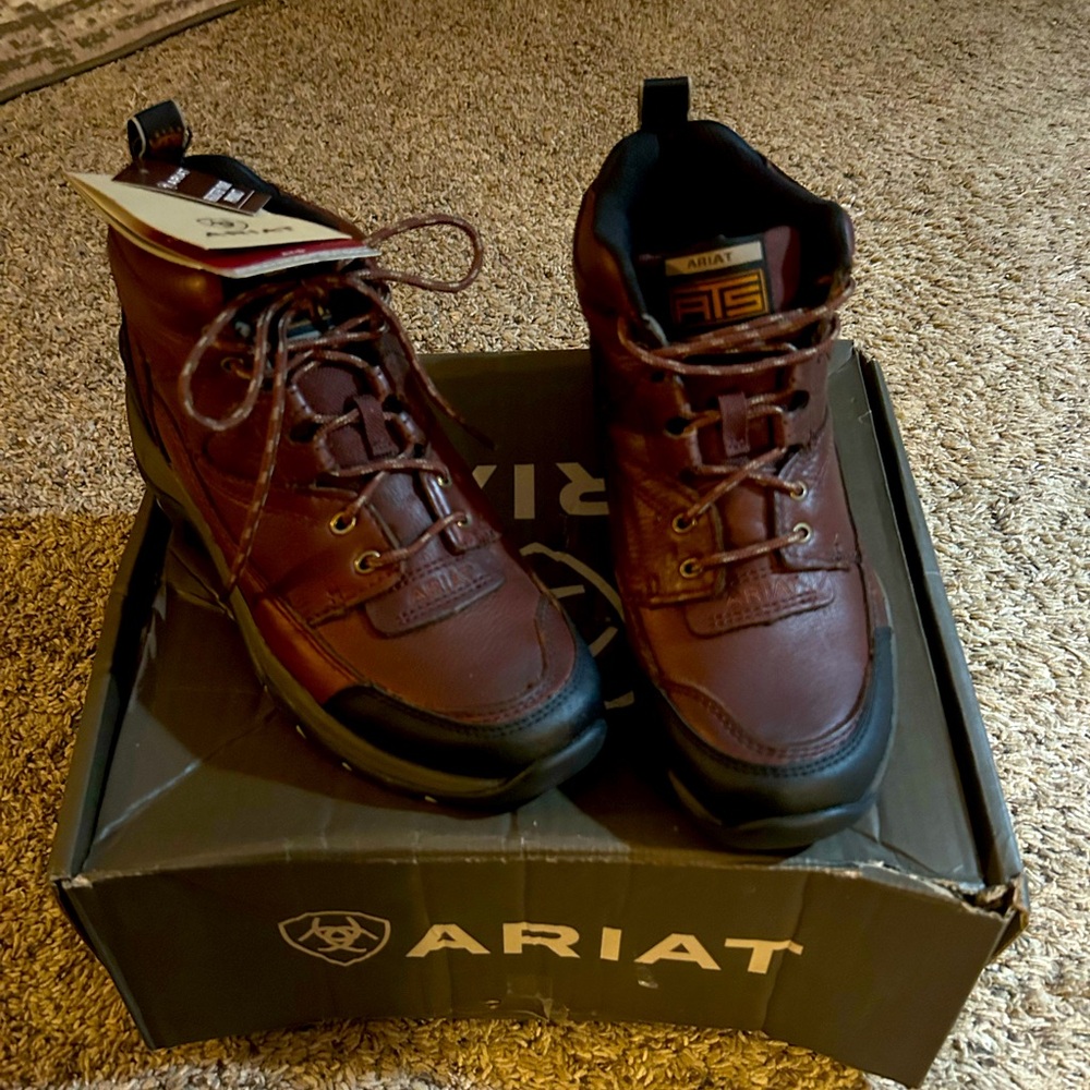 Ariat Brown Leather Work Boots with Rugged